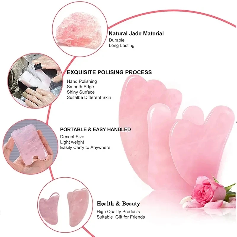 Rose Quartz Gua Sha Board Natu - Jade Gua Sha Tool บทวิจารณ์และราคา