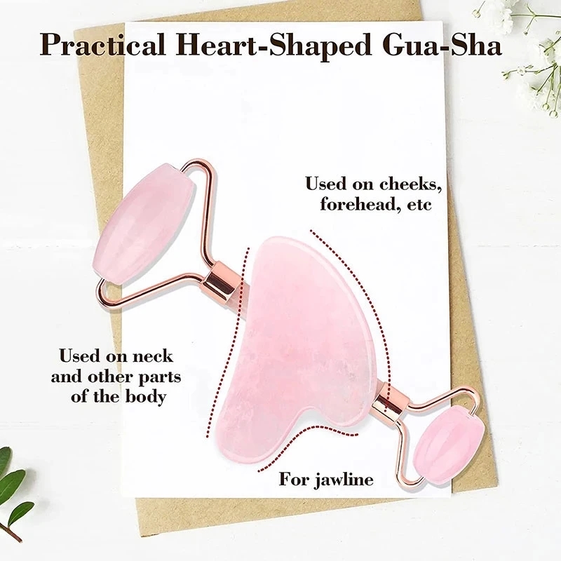 Rose Quartz Natural Jade Rolle - Jade Gua Sha Tool บทวิจารณ์และราคา