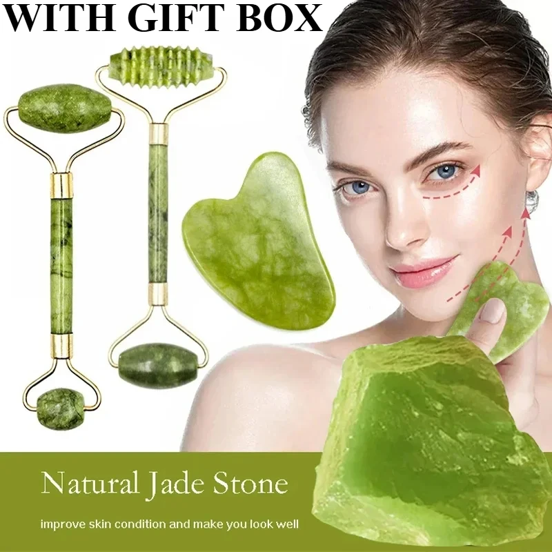 Natural Jade Roller Face Gua S - Jade Gua Sha Tool บทวิจารณ์และราคา