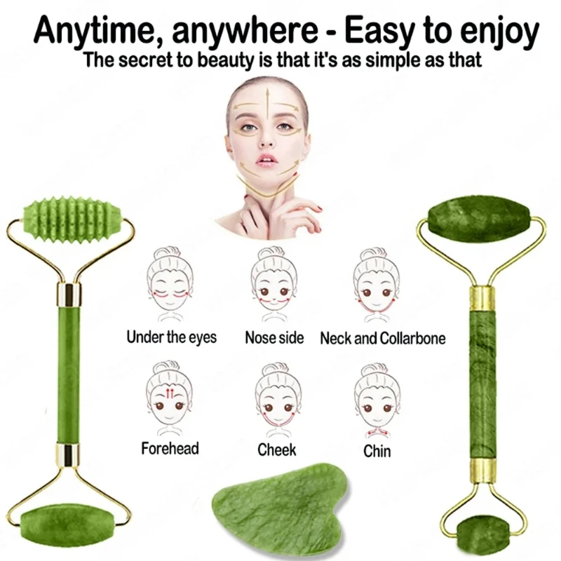 Natural Jade Roller Face Gua S - Jade Gua Sha Tool บทวิจารณ์และราคา