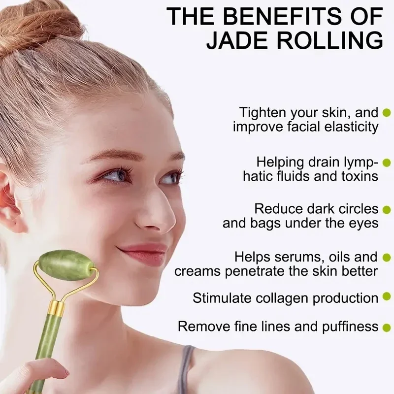 Natural Jade Roller Face Gua S - Jade Gua Sha Tool บทวิจารณ์และราคา